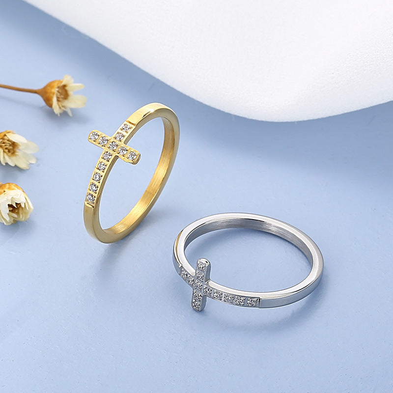 Women's Stainless Steel Cross Ring